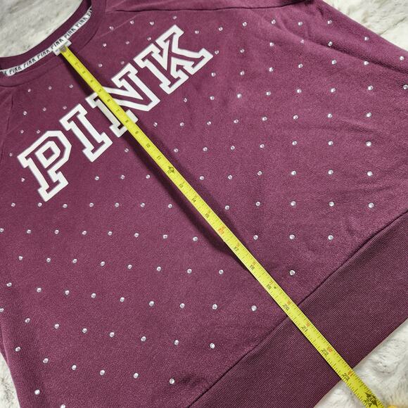 Victoria's Secret PINK Cute Purple Bling Embellished Sweatshirt Size L - Picture 8 of 8